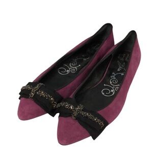 Women’s TIBI Vero Cuoio Italy Fuchsia Suede Leather Flats Shoes 10 (fits like 9)